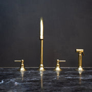 Unlacquered Brass Gooseneck Kitchen Faucet – Deck-Mounted Lever Handles