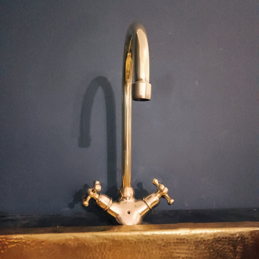 Unlacquered Brass Single-Hole Gooseneck Faucet