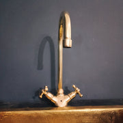 Unlacquered Brass Gooseneck Faucet – Cross Handles