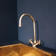 Unlacquered Brass Gooseneck Faucet – Cross Handles