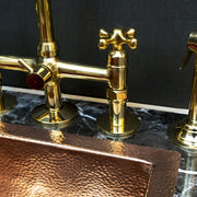 Unlacquered Brass Gooseneck Bridge Kitchen Faucet – Side Sprayer