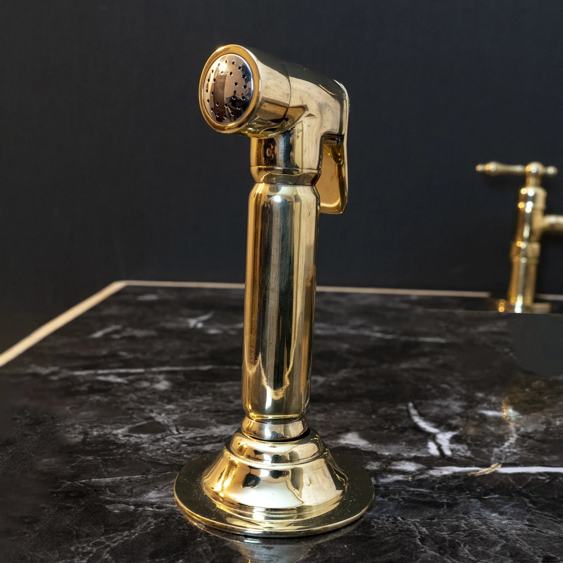 Unlacquered Brass Kitchen Side Sprayer – Vintage Cross Handles