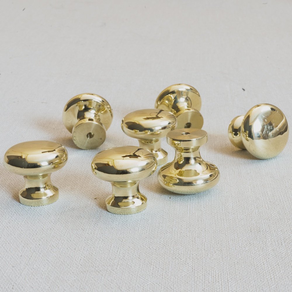 Unlacquered Brass Cabinet Knobs, Set - detail view