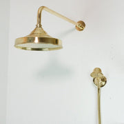 Unlacquered Brass Shower System – Rain Head, Handheld & Slide Rail