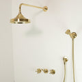 Unlacquered Brass Shower System – Rain Head, Handheld & Slide Rail