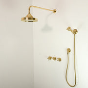 Unlacquered Brass Shower System – Rain Head, Handheld & Slide Rail