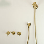 Unlacquered Brass Shower System – Rain Head, Handheld & Slide Rail