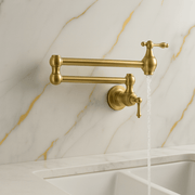 Unlacquered Brass Pot Filler – Wall Mount, Double-Jointed