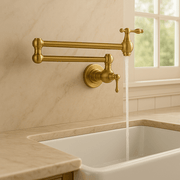 Unlacquered Brass Pot Filler – Wall Mount, Double-Jointed