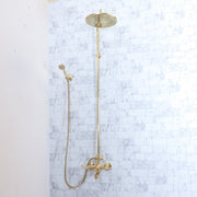 Unlacquered Brass Shower & Tub Filler Set – Cross Handles