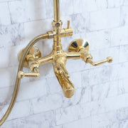 Unlacquered Brass Shower & Tub Filler Set – Cross Handles