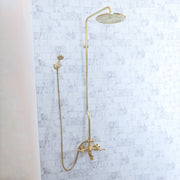 Unlacquered Brass Shower System – Cross Handles, Vintage-Style