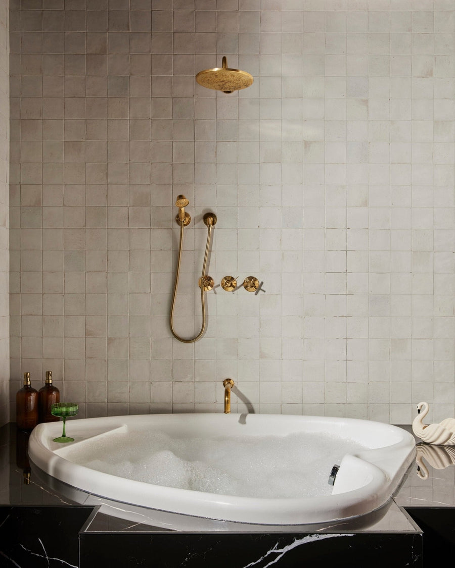 Unlacquered Brass Shower Head & Handheld Set