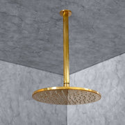 Solid Unlacquered Brass Ceiling-Mounted Shower Set