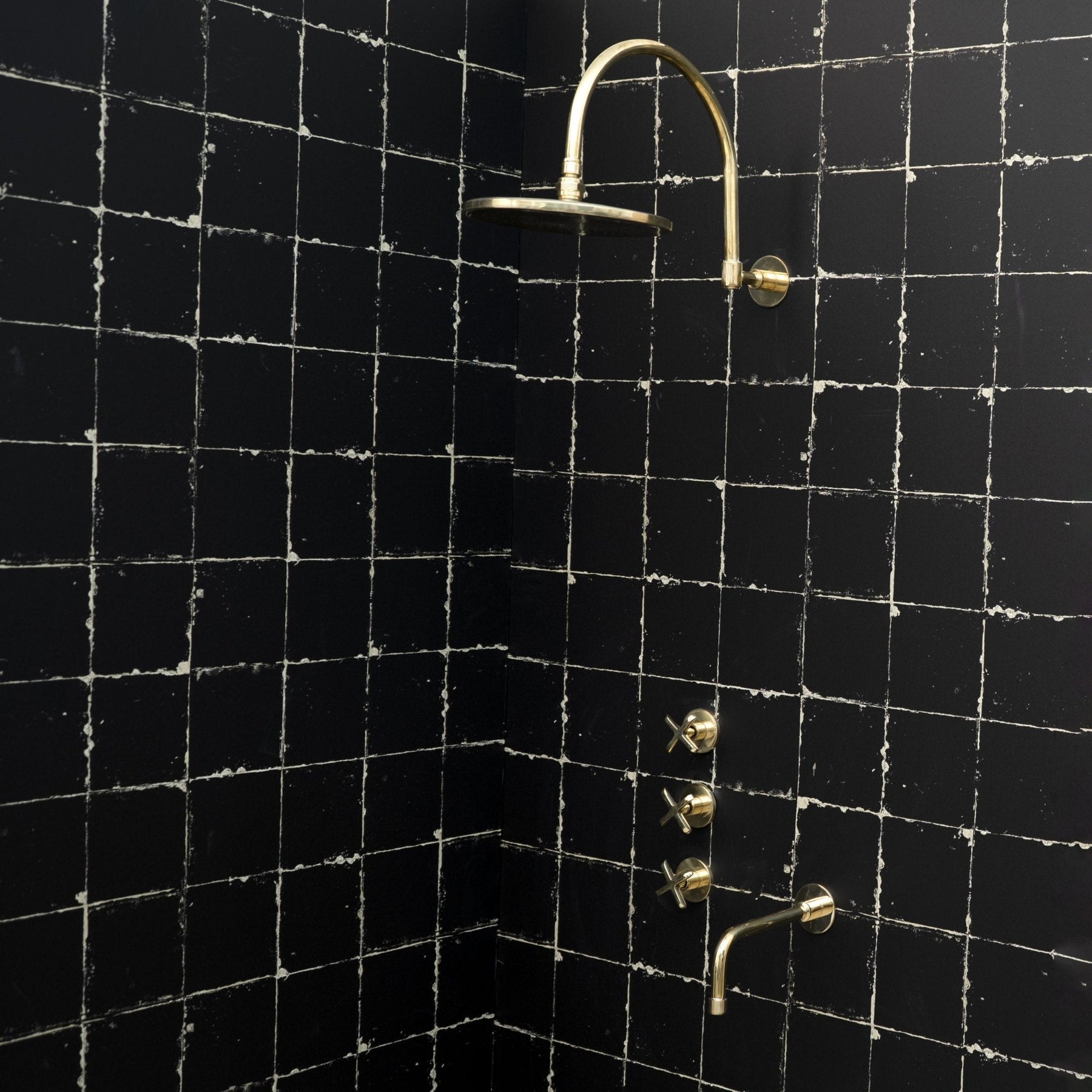 Unlacquered Brass Shower System – Rain Head & Tub Filler