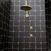 Unlacquered Brass Shower Set – Curved Arm Rain Head