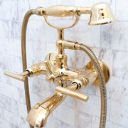 Unlacquered Brass Wall-Mount Tub Filler – Column Spout