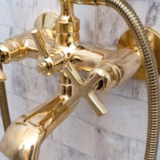 Unlacquered Brass Wall-Mount Tub Filler – Column Spout