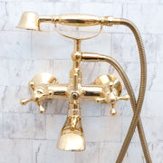 Unlacquered Brass Wall-Mount Tub Filler – Column Spout
