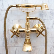 Unlacquered Brass Wall-Mount Tub Filler – Column Spout