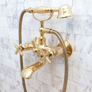Unlacquered Brass Wall-Mount Tub Filler – Column Spout