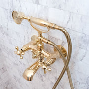 Unlacquered Brass Wall-Mount Tub Filler – Column Spout