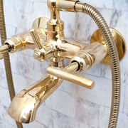 Unlacquered Brass Wall-Mount Tub Filler – Column Spout