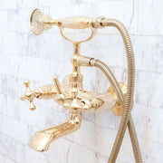 Unlacquered Brass Wall-Mount Tub Filler – Column Spout