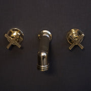 Unlacquered Brass Wall-Mounted Faucet – Flat Cross Handles