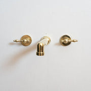 Unlacquered Brass Wall-Mounted Faucet – Lever Handles