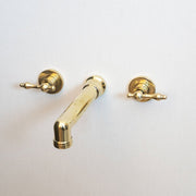 Unlacquered Brass Wall-Mounted Faucet – Lever Handles
