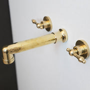 Unlacquered Brass Wall-Mounted Faucet – Lever Handles