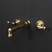 Unlacquered Brass Wall-Mounted Faucet – Minimalist Lever Handles