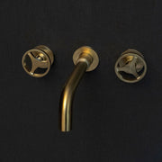Unlacquered Brass Wall-Mounted Faucet – Round Handles