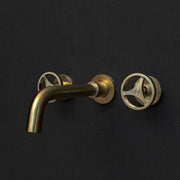 Unlacquered Brass Wall-Mounted Faucet – Round Handles