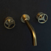 Unlacquered Brass Wall-Mounted Faucet – Round Handles