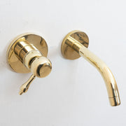 Unlacquered Brass Wall-Mounted Mixer Faucet – Single Lever