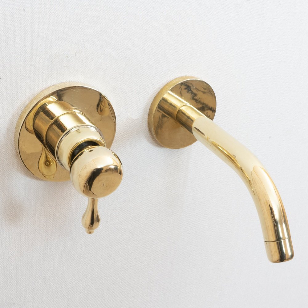 Unlacquered Brass Wall-Mounted Mixer Faucet – Single Lever – side profile