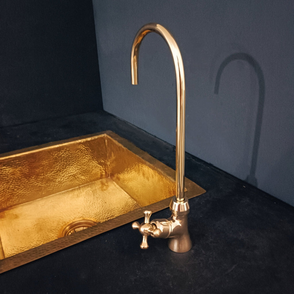 Unlacquered Brass Water Filter Faucet - close-up detail