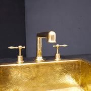 Unlacquered Brass Widespread Prep Sink Faucet – 3-Hole Deck Mount