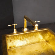 Unlacquered Brass Widespread Prep Sink Faucet – 3-Hole Deck Mount