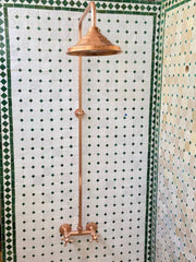 Unlacquered Copper Outdoor Shower – Handmade Showerhead