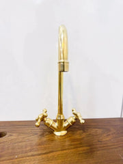 Unlacquered Brass Bar Faucet – Cross Handles, Single Hole