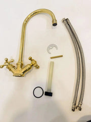 Unlacquered Brass Bar Faucet – Cross Handles, Single Hole