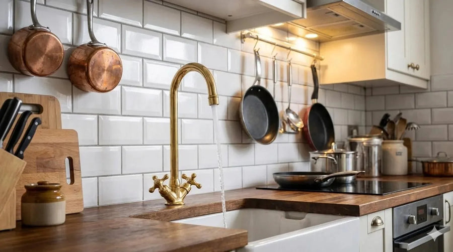 Unlacquered Brass Bar Faucet – Cross Handles, Single Hole