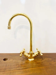 Unlacquered Brass Bar Faucet – Cross Handles, Single Hole