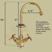 Unlacquered Brass Bar Faucet – Cross Handles, Single Hole