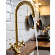 Unlacquered Brass Bar Faucet – Cross Handles, Single Hole