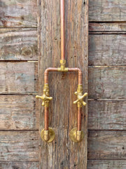 Copper & Brass Outdoor Rain Shower – Wall-Mounted System