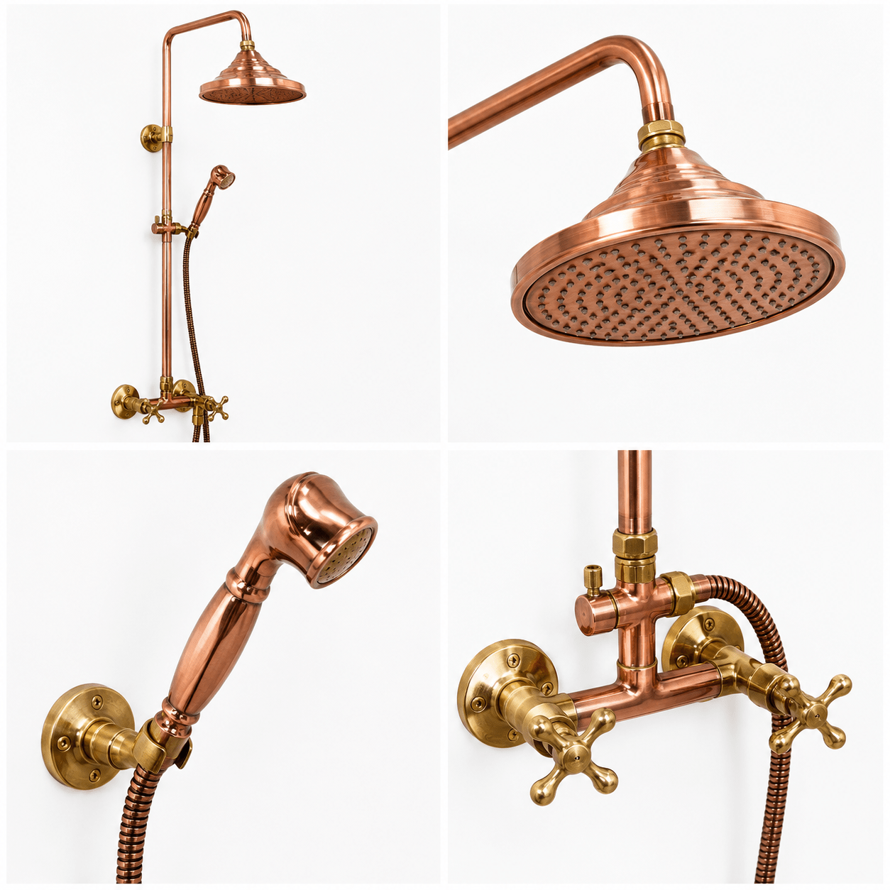 Unlacquered Copper Outdoor Rain Shower – Multi-Finish System